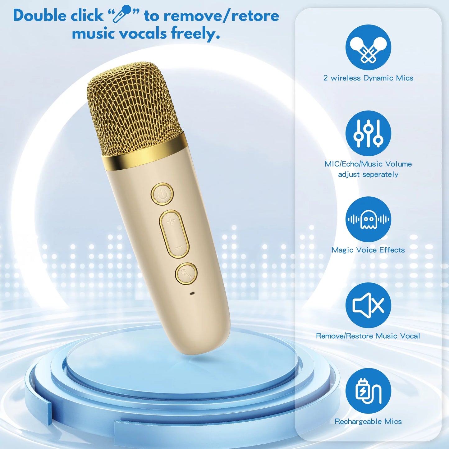 Mini Karaoke Machine, Portbale Bluetooth Speaker with Wireless Microphone