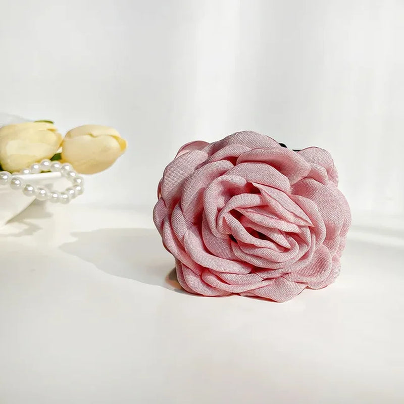 YHJ Three-Dimensional Rose Flower Hair Claw Handmade Fabric Flowers Ins Hot Grab Hair Clip Shark Clip Hair Accessories for Women