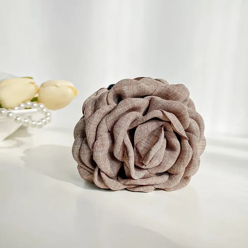 YHJ Three-Dimensional Rose Flower Hair Claw Handmade Fabric Flowers Ins Hot Grab Hair Clip Shark Clip Hair Accessories for Women