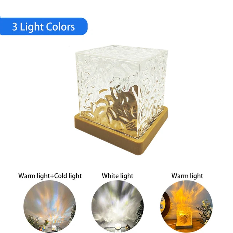 Water Ripple Projector Water Ripple Projector Night Light 16 Colors Flame Crystal Lamp Home Houses Decoration Sunset Lights Gift