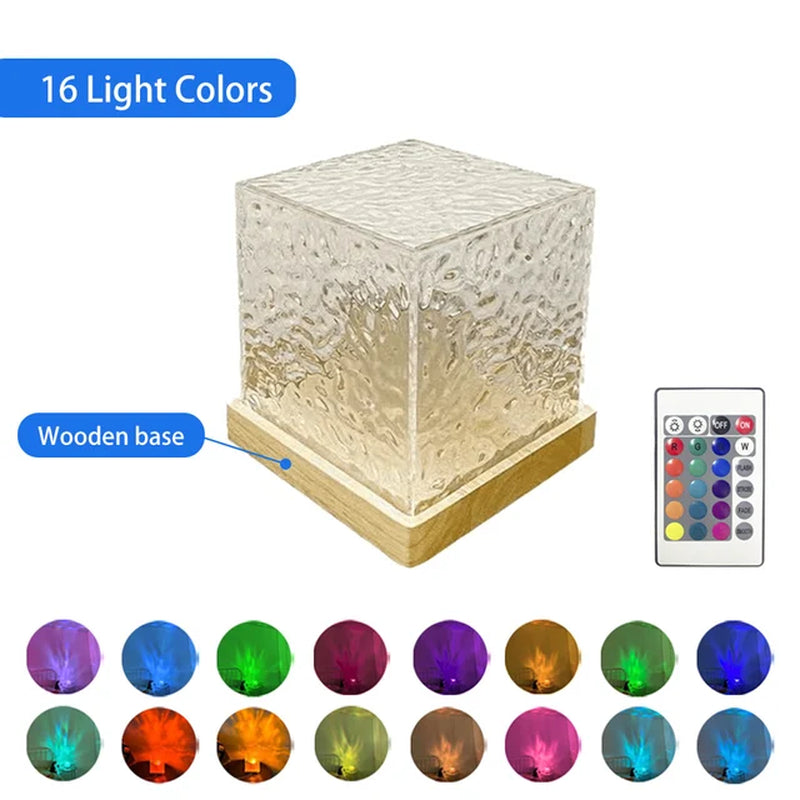 Water Ripple Projector Water Ripple Projector Night Light 16 Colors Flame Crystal Lamp Home Houses Decoration Sunset Lights Gift